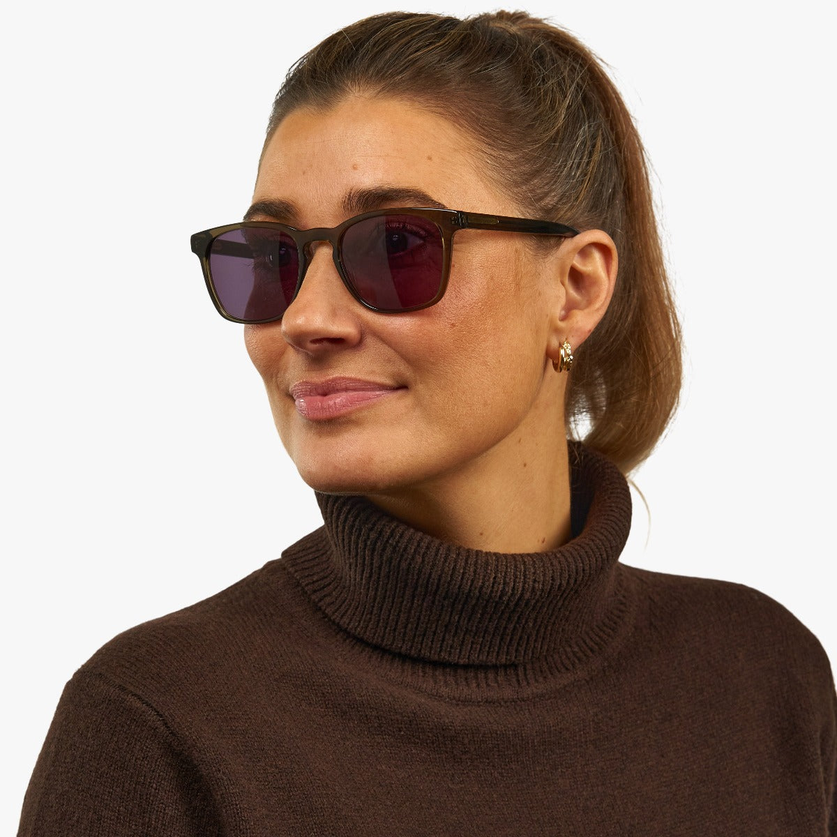 Luxreaders stylish Women's Bornholm Shiny Olive Sunglasses. Made from Acetate in a Square shape.