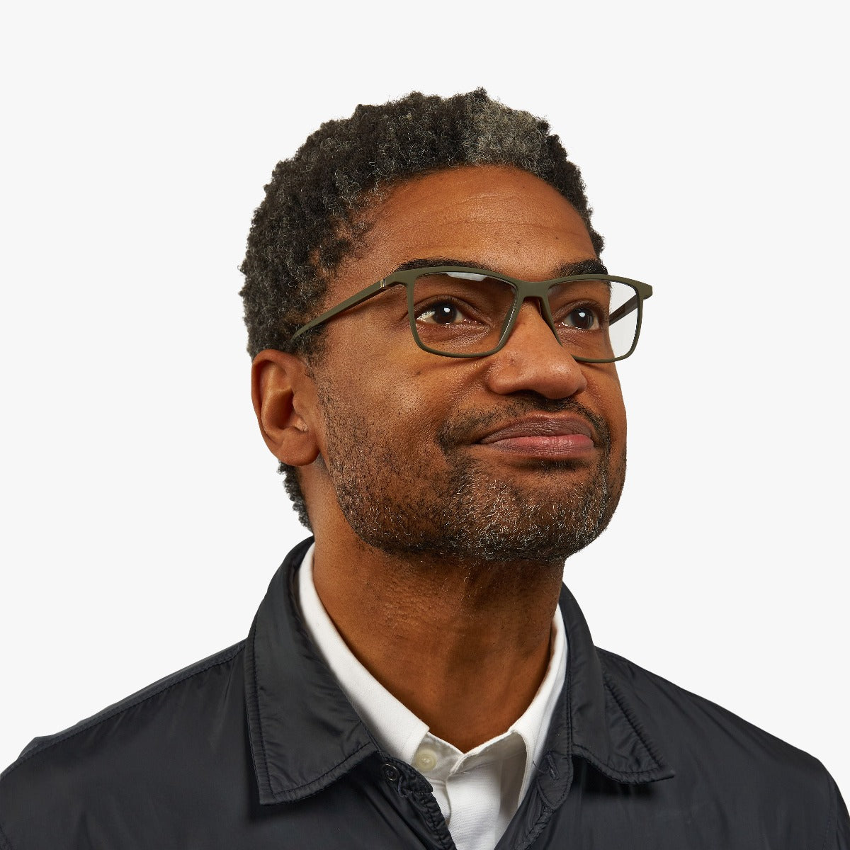 Luxreaders stylish Men's København Dark Army Blue light glasses. Made from Rubber in a Square shape.