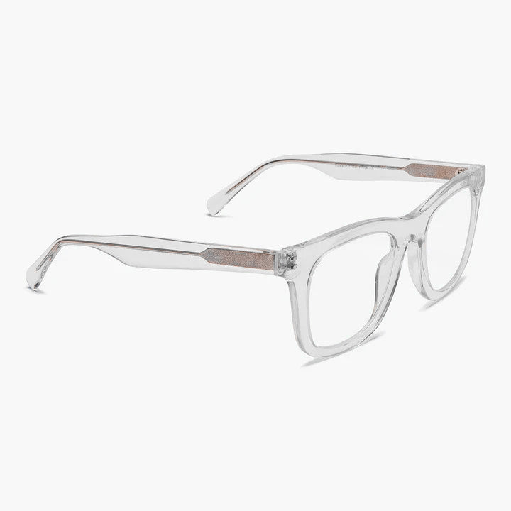 Luxreaders stylish Men's Samsø Crystal White Reading glasses. Made from Bio-acetate in a Square shape.