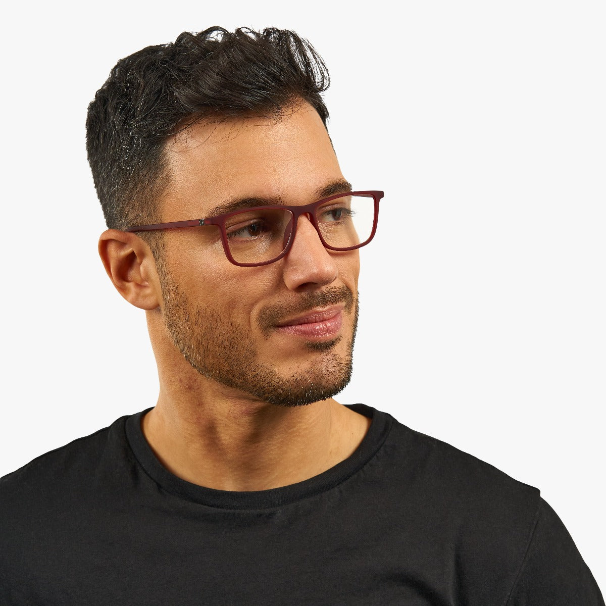 Luxreaders stylish Men's Skagen Red Reading glasses. Made from Rubber in a Rectangle shape.