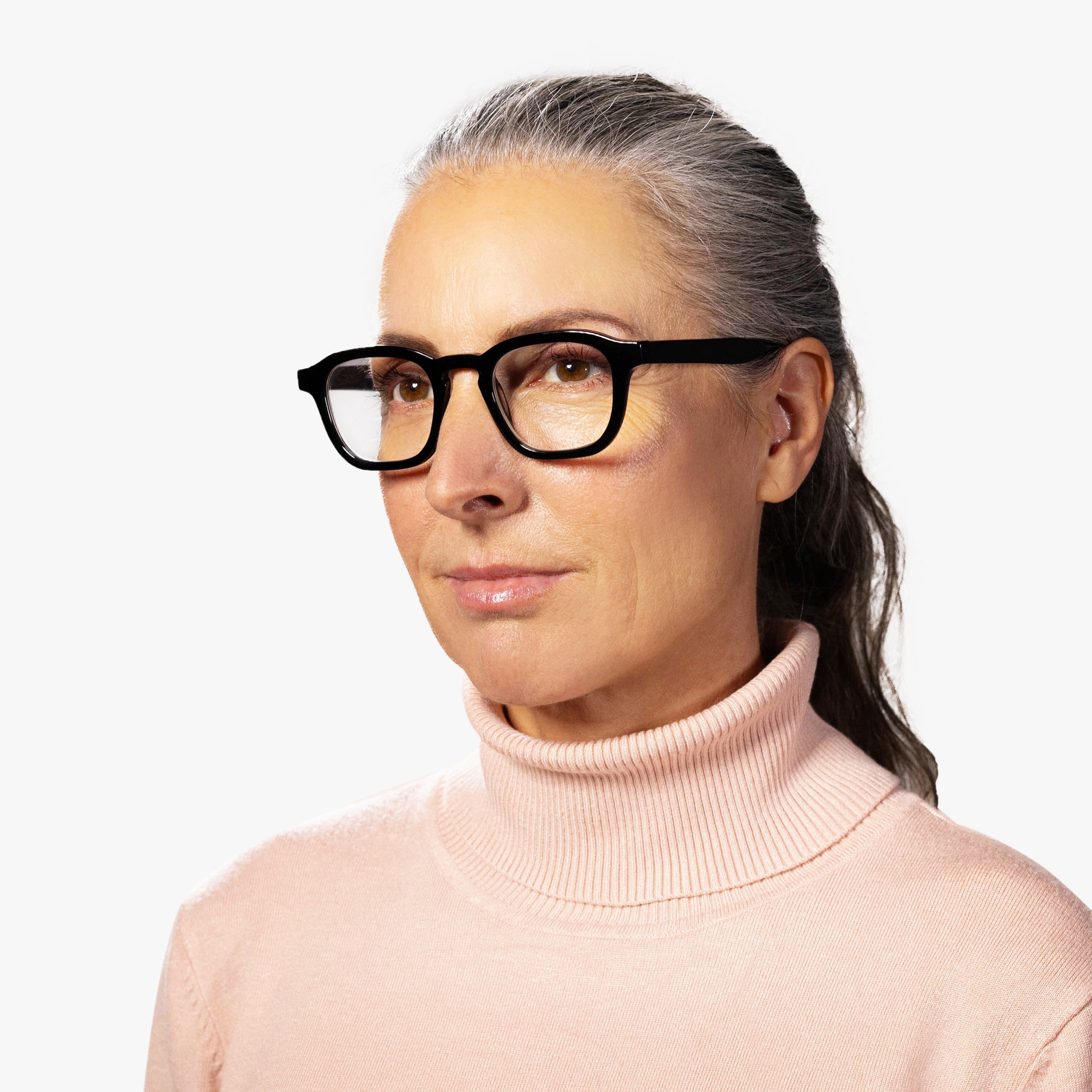 Luxreaders stylish Women's Reykjavik Black Reading glasses. Made from Bio-acetate in a Square shape.