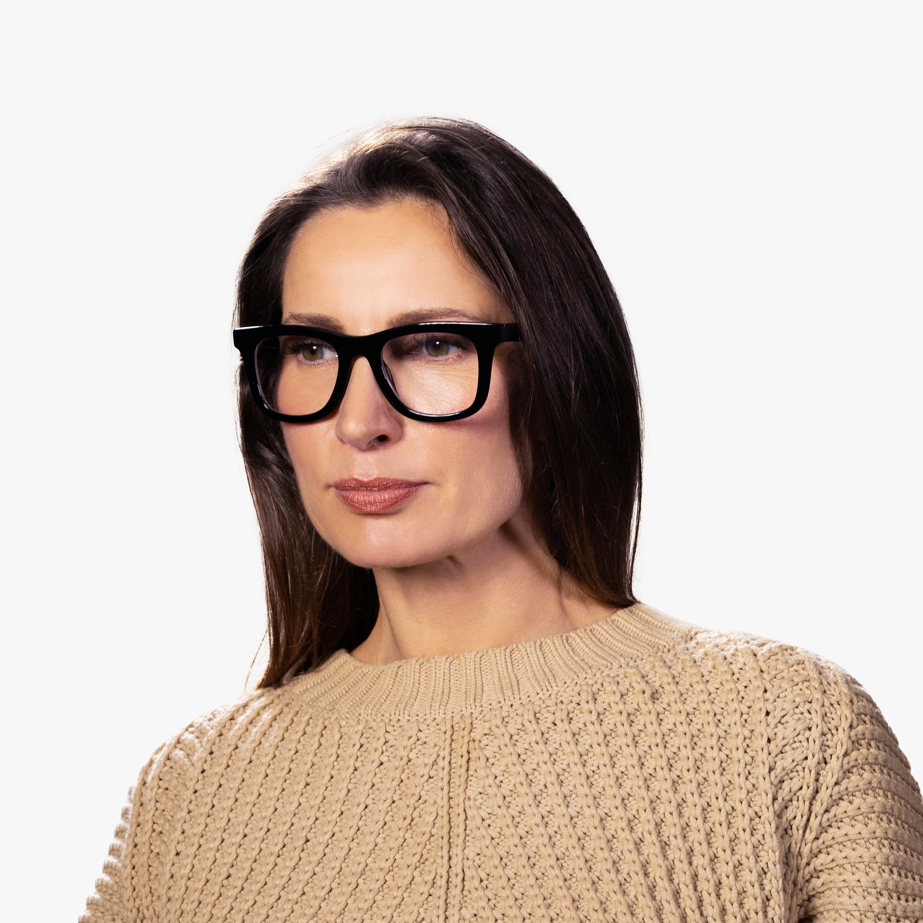 Luxreaders stylish Samsø Black Reading glasses. Made from Bio-acetate in a Square shape.