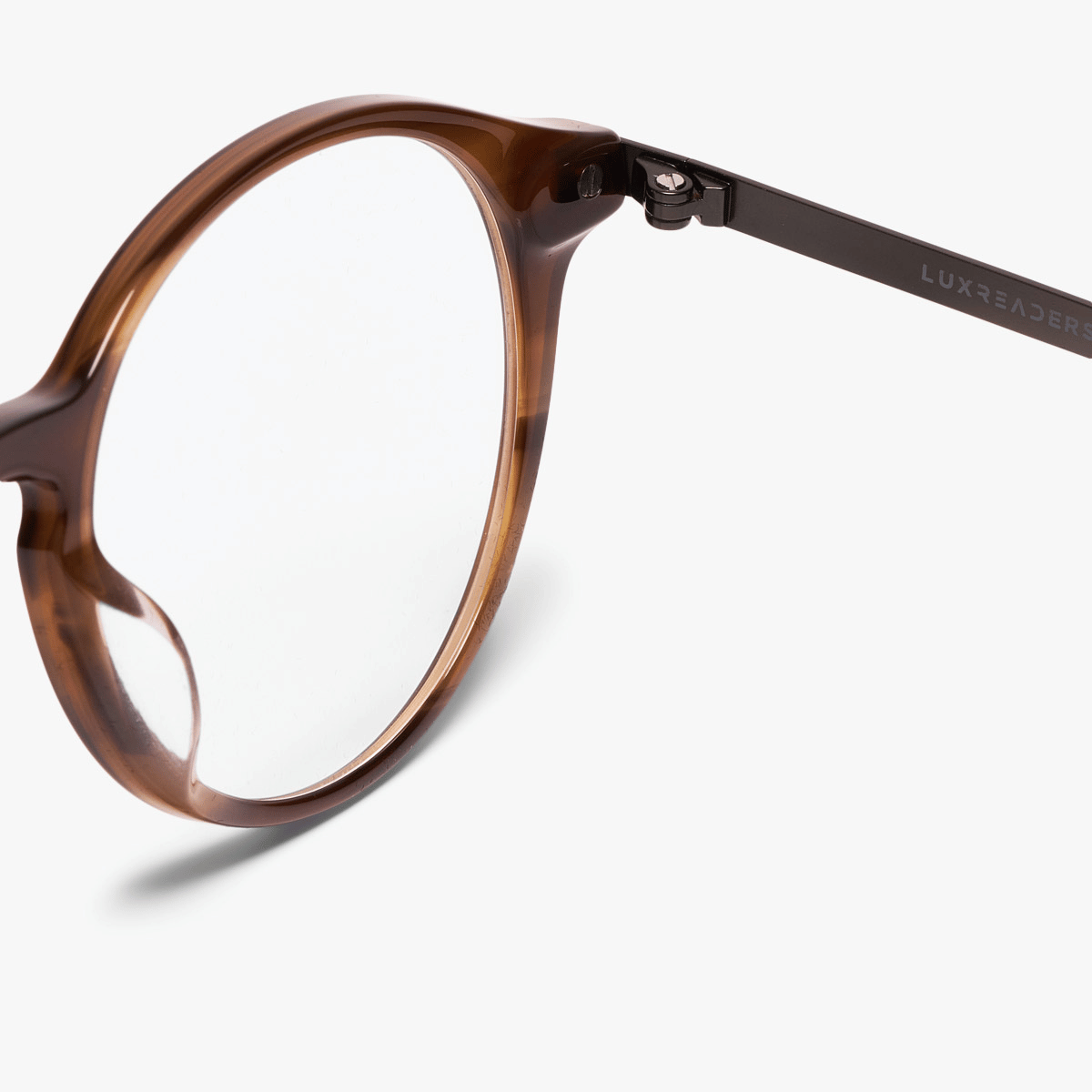Ærø Pale Brown glasses with a Luxreaders logo on the temple