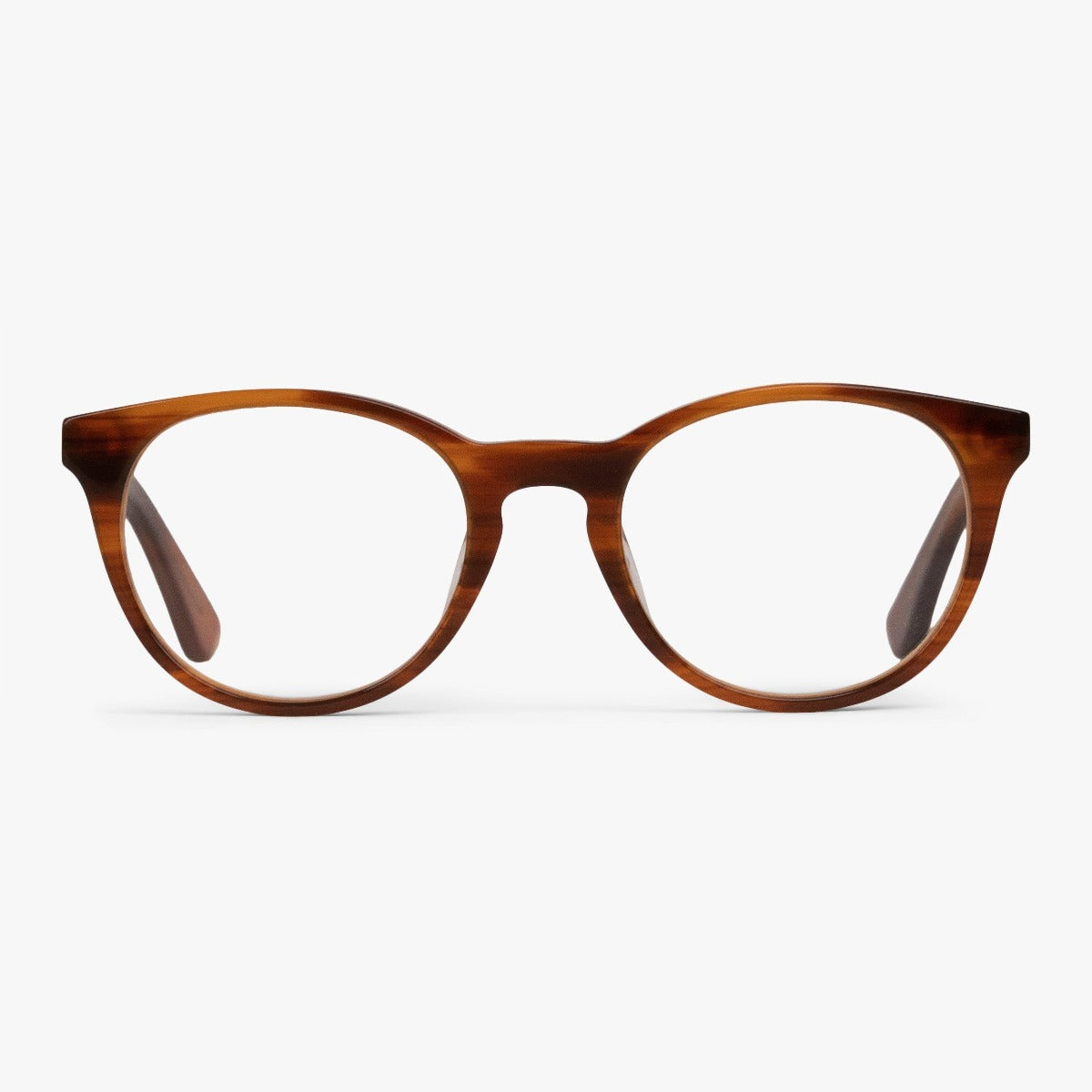 Luxreaders stylish Men's Örebro Shiny Walnut Reading glasses. Made from Acetate in a Iconic shape.