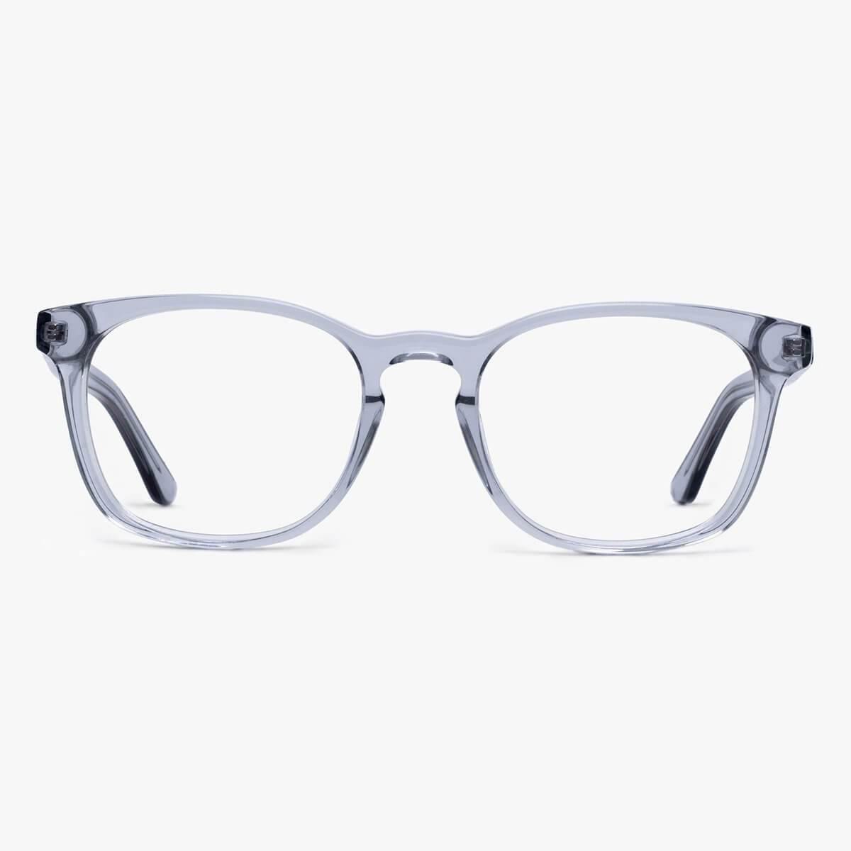 Luxreaders stylish Women's Bornholm Crystal Grey Reading glasses. Made from Acetate in a Square shape.