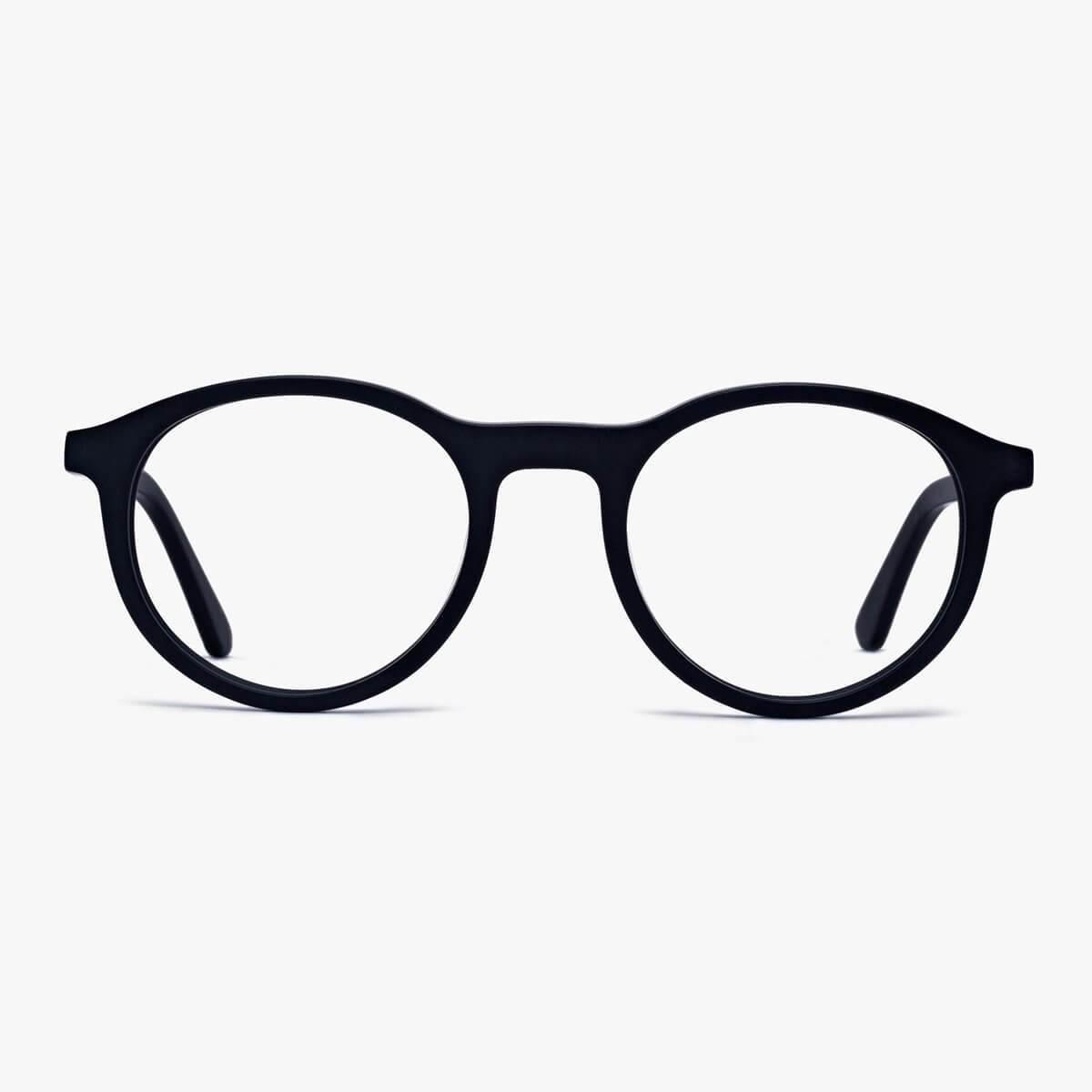 Luxreaders stylish Løkken Black Reading glasses. Made from Acetate in a Round shape.