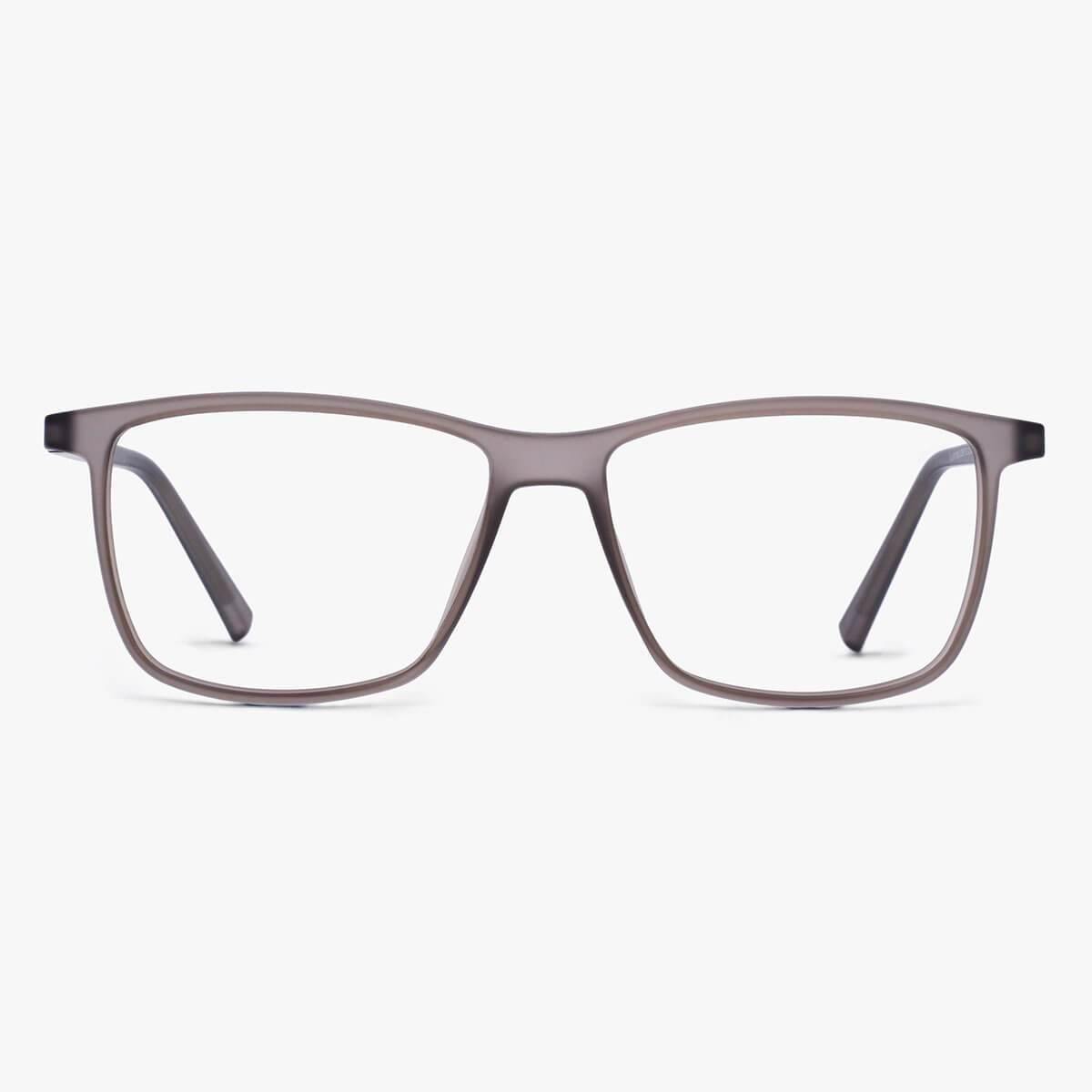 Luxreaders stylish København Grey Reading glasses. Made from Rubber in a Square shape.