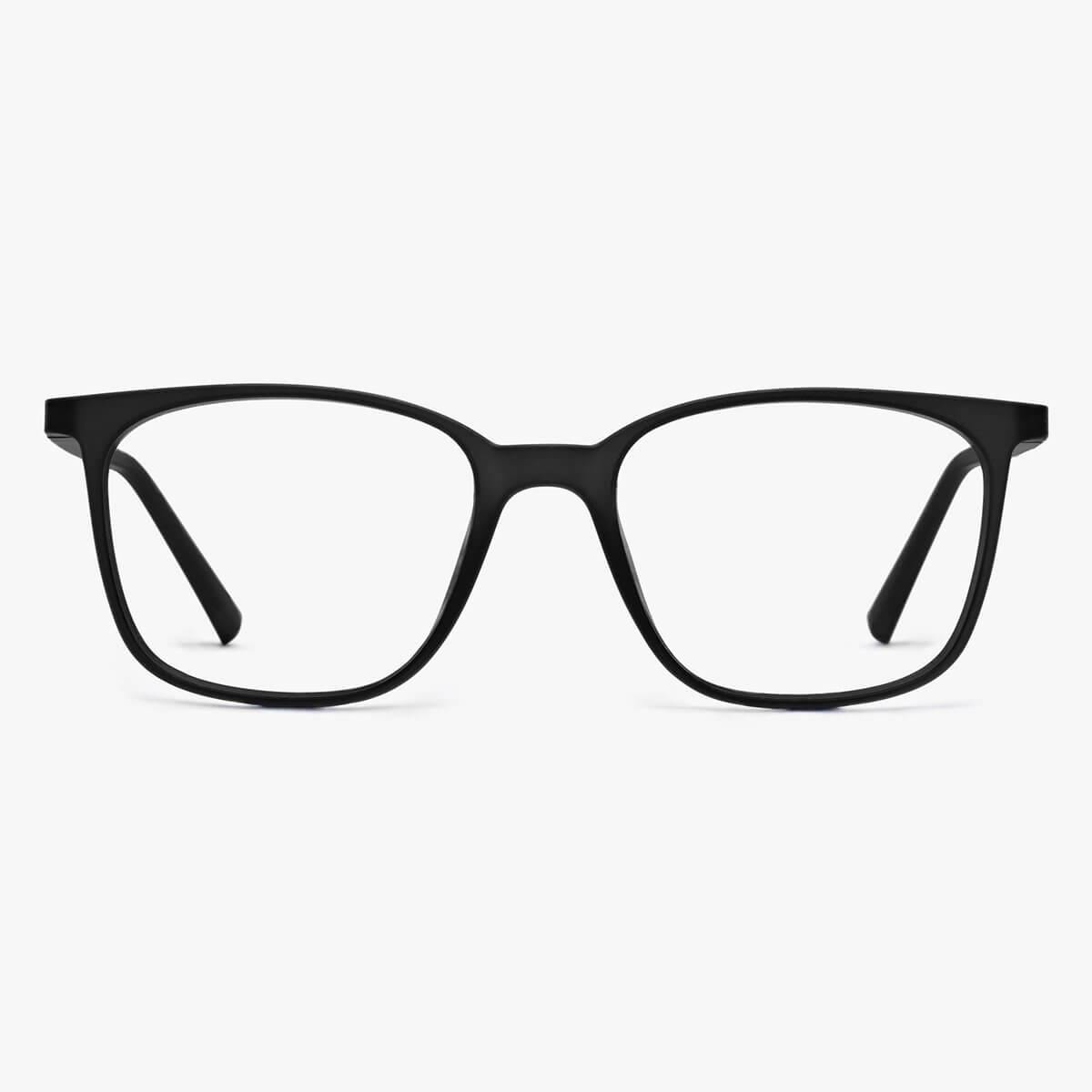 Luxreaders stylish Fyn Black Reading glasses. Made from Rubber in a Square shape.