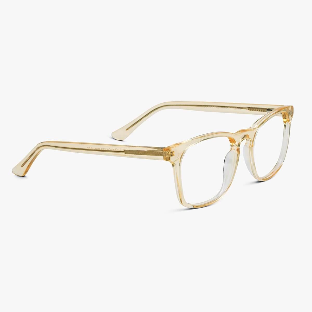 Luxreaders stylish Bornholm Crystal Lemon Reading glasses. Made from Acetate in a Square shape.