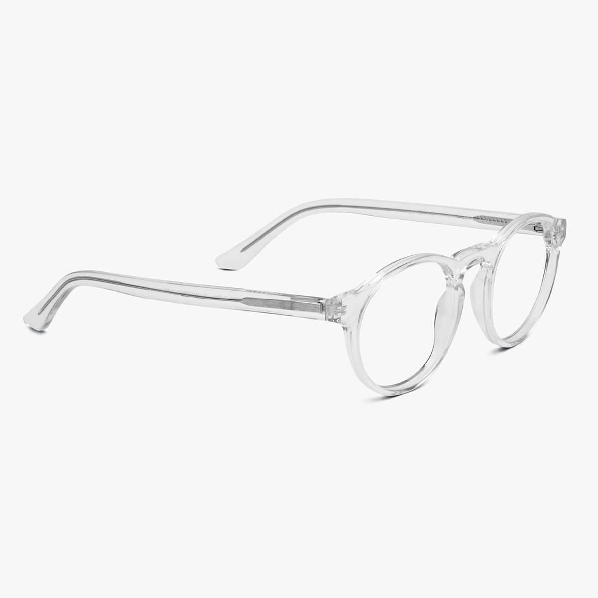 Luxreaders stylish Men's Trondheim Crystal White Blue light glasses. Made from Acetate in a Round shape.