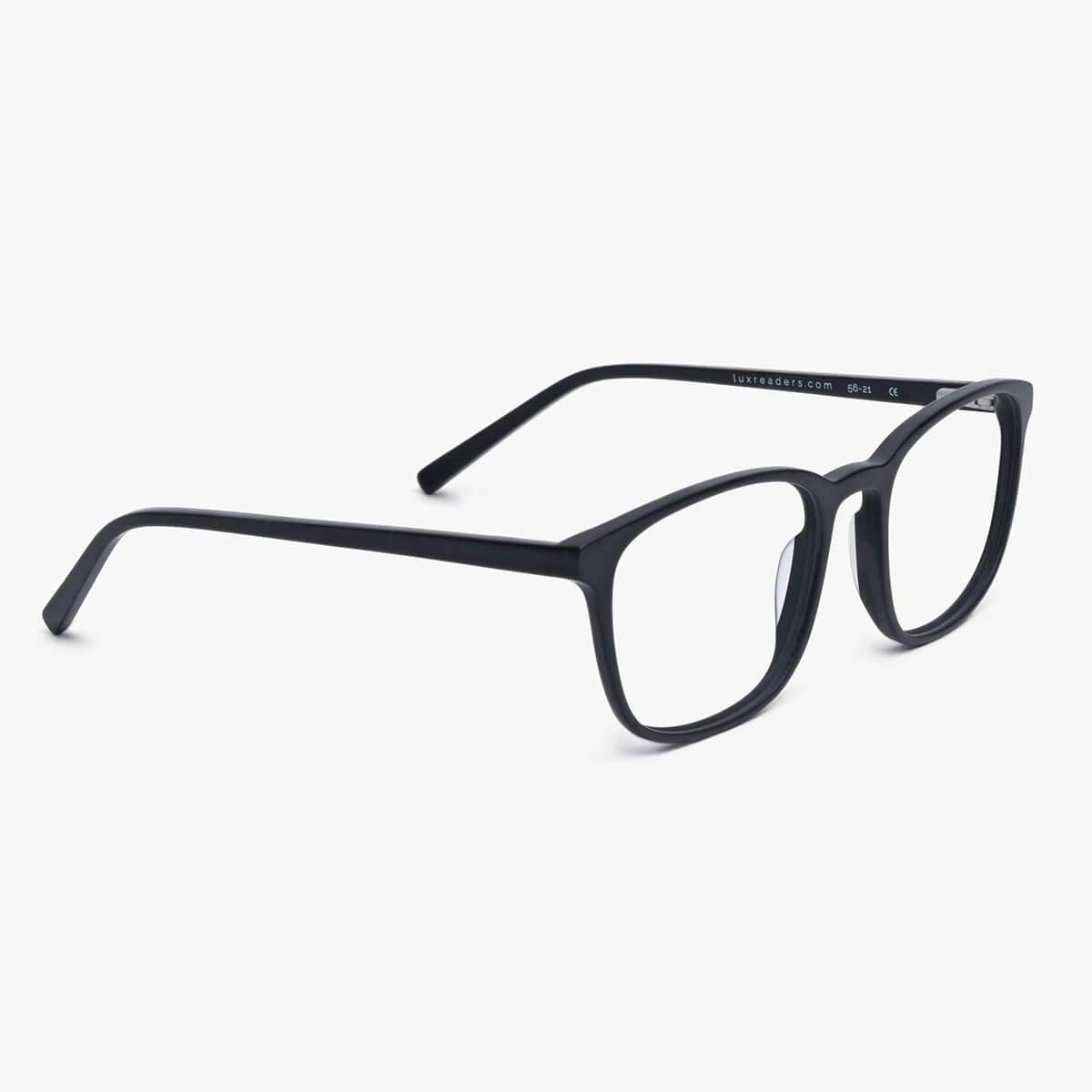 Luxreaders stylish Women's Ebeltoft Black Reading glasses. Made from Acetate in a Square shape.
