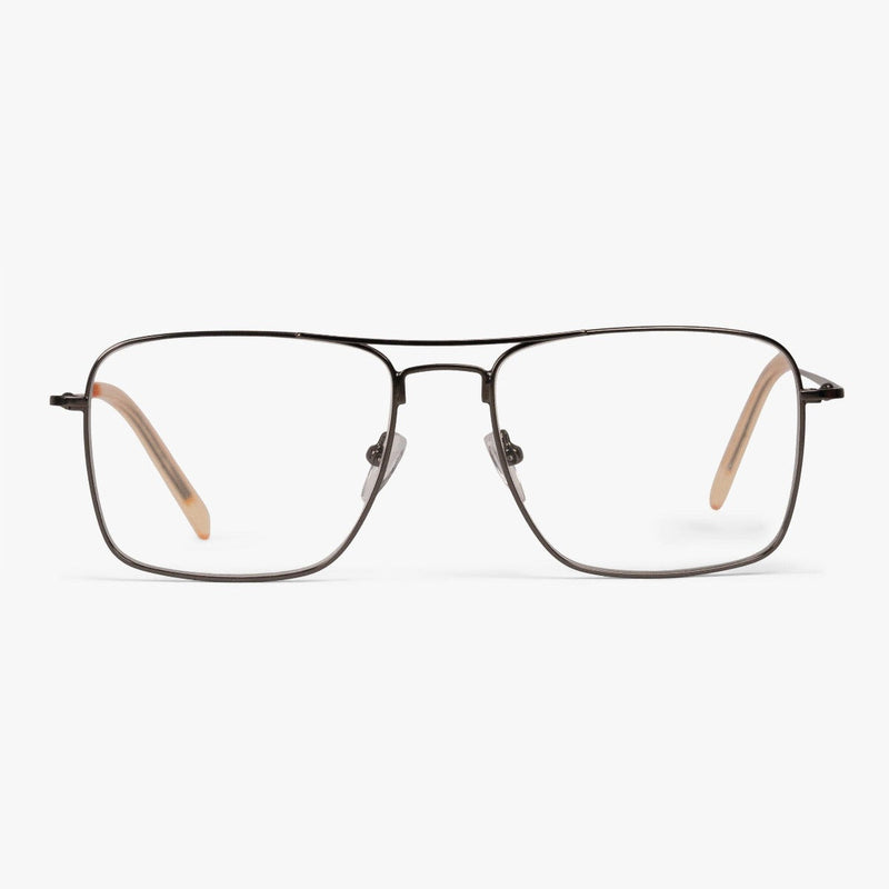 Men's Lidköping Gun rectangular metal glasses with thin frames