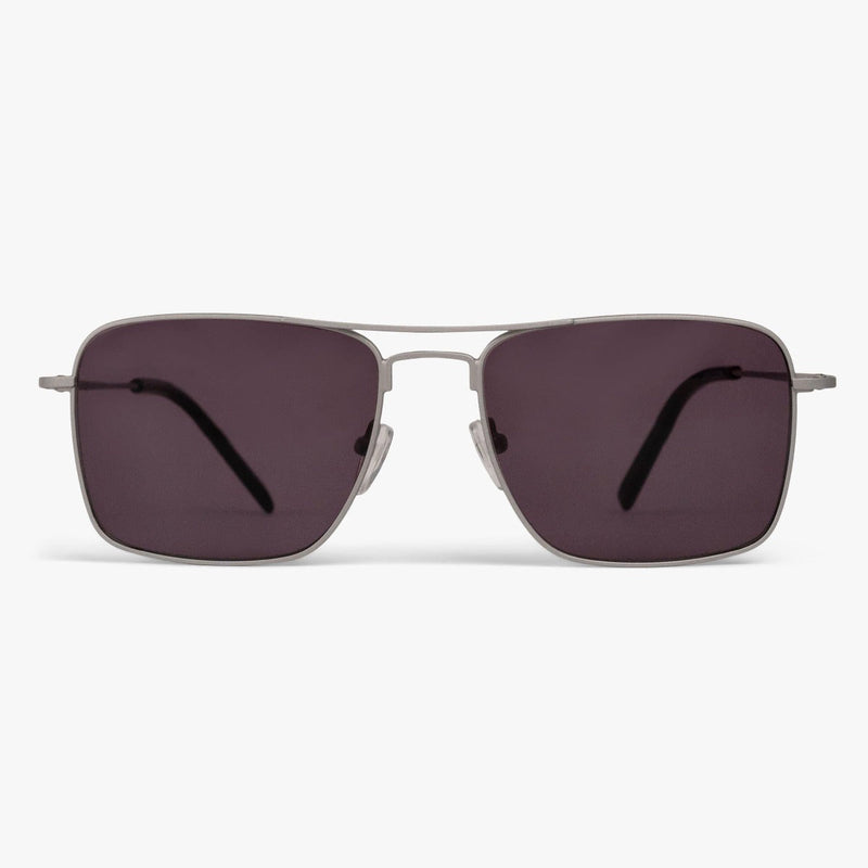 Men's Lidköping Steel square sunglasses with dark lenses and silver frame
