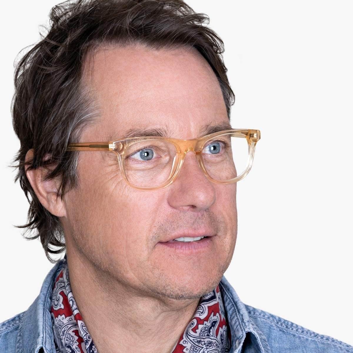 Person wearing Men's Malmö Crystal Lemon glasses