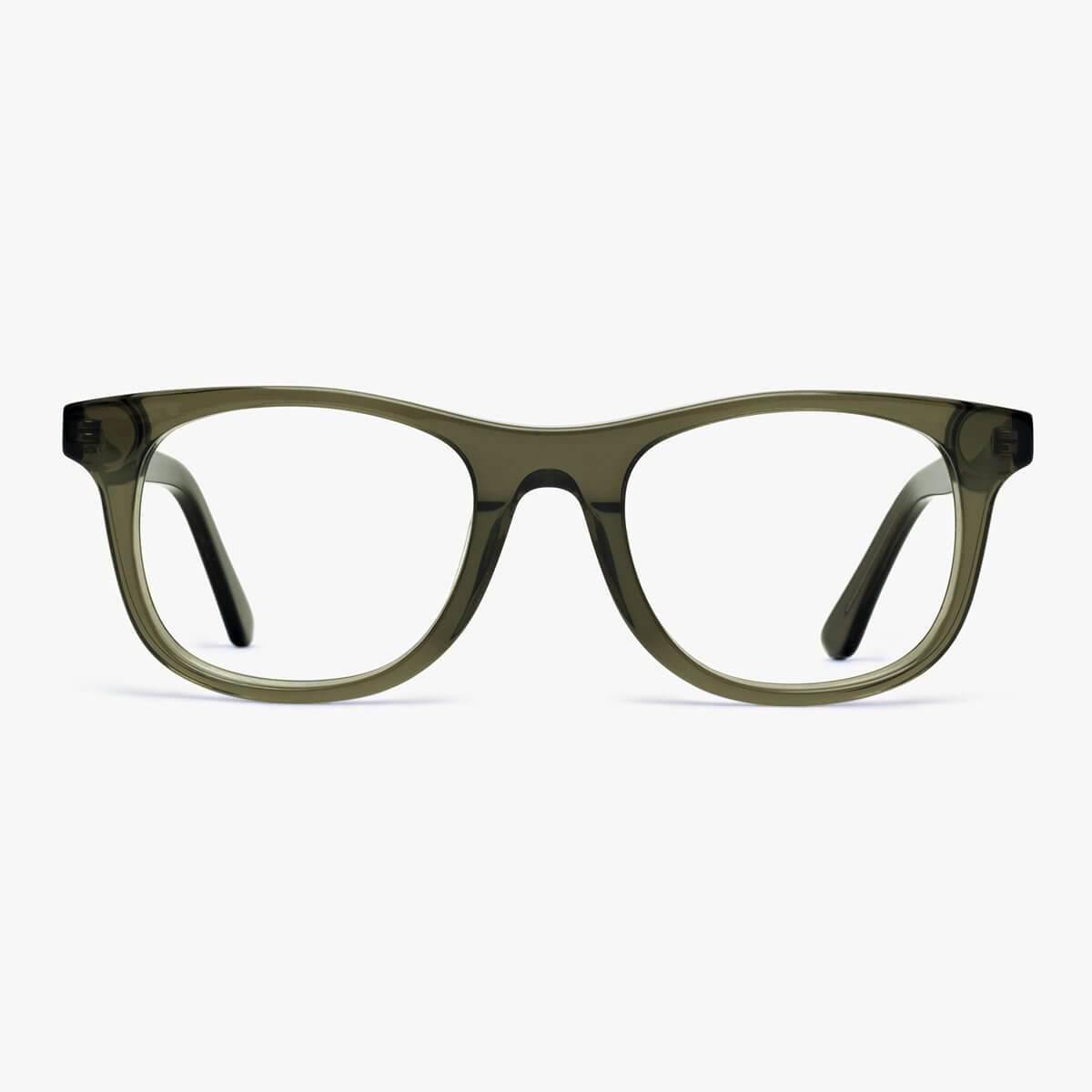 Men's Malmö Shiny Olive rectangular glasses with transparent olive frame