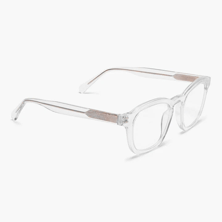 Men's Reykjavik Crystal White square clear glasses with silver accents