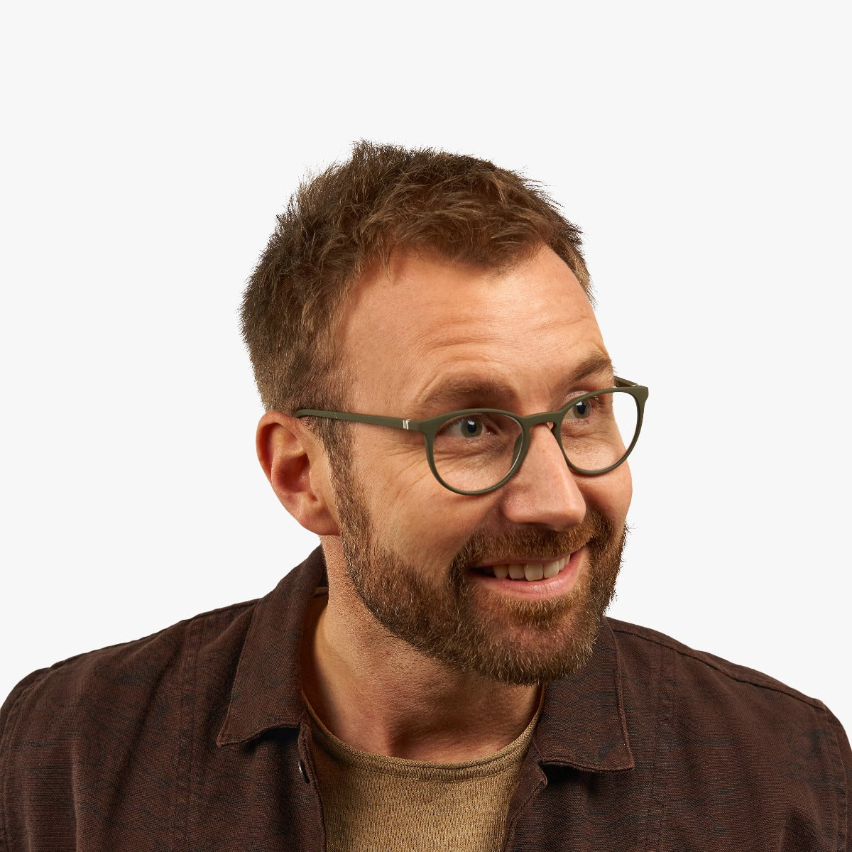 Person wearing Men's Stockholm Dark Army glasses