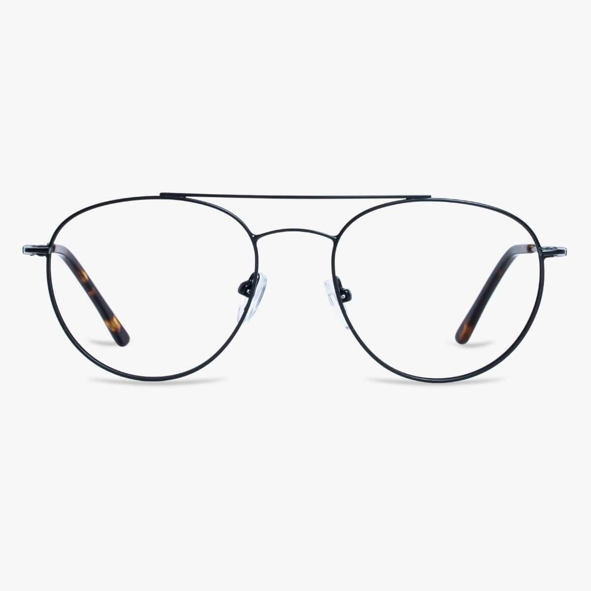 Luxreaders stylish Göteborg Black Blue light glasses. Made from Stainless steel in a Round shape.
