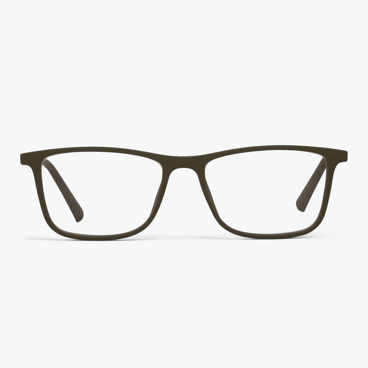 Skagen Dark Army glasses with dark olive rectangular frame