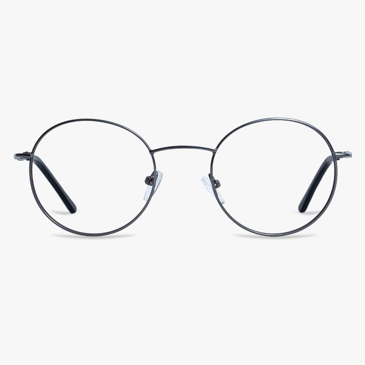Round metal Tromsø Gun reading glasses with thin frame