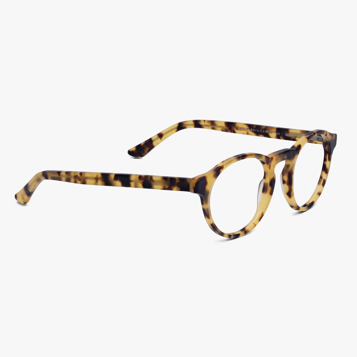 Tortoise round reading glasses with thick temples