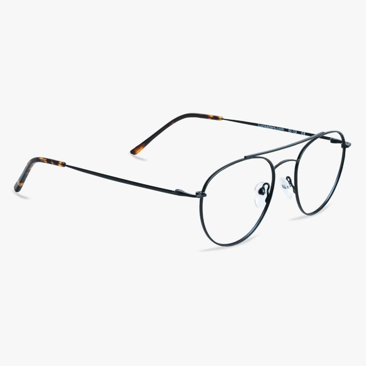 Women's Göteborg Black round black metal glasses with slim temples
