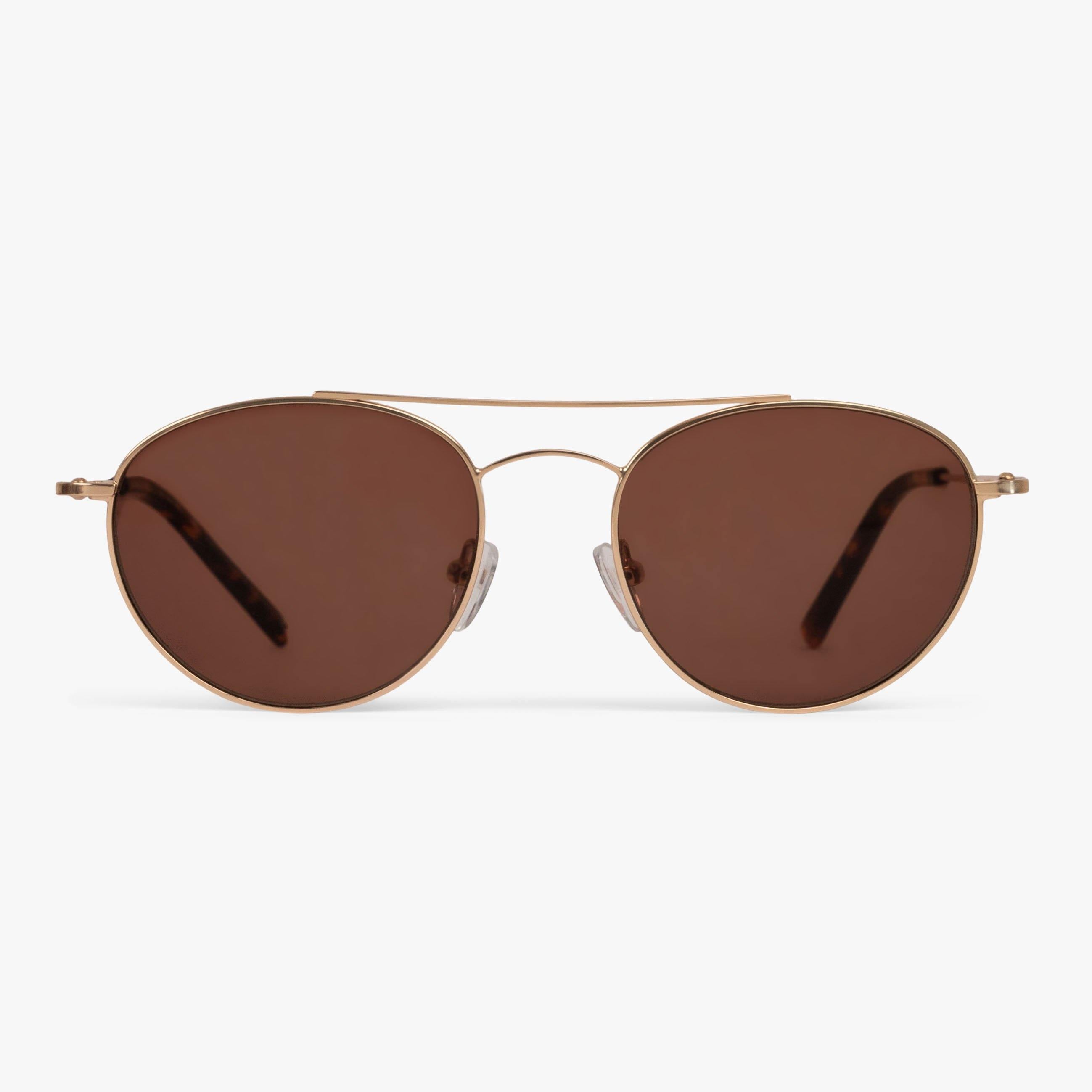 Women's Göteborg Gold sunglasses with round brown lenses and gold frame