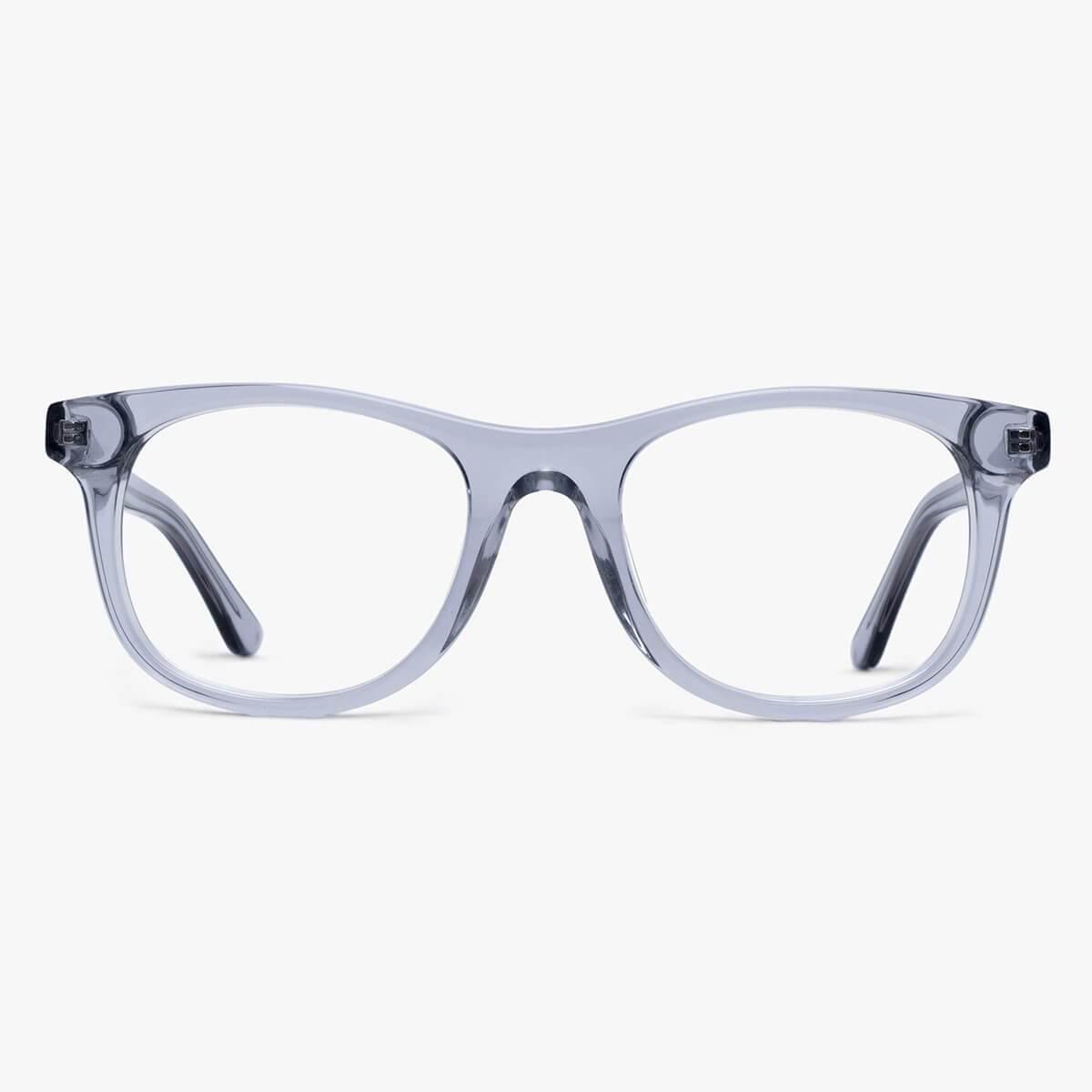 Women's Malmö Crystal Grey reading glasses with a translucent frame