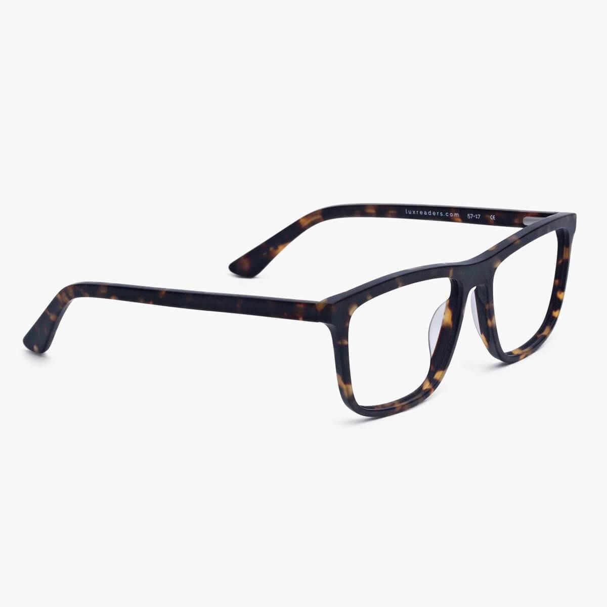Tortoise pattern reading glasses with square frames by Luxreaders